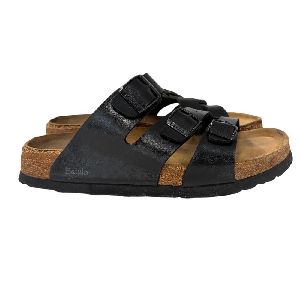 Birkenstock Betula Leo black 3 strap sandals sz 37 buckled Boho comfort summer
